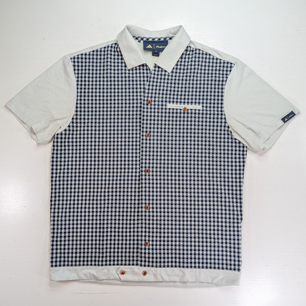 adidas x Malbon Crosby Collection Golf Shirt Mens M Gingham Button Up IP9221